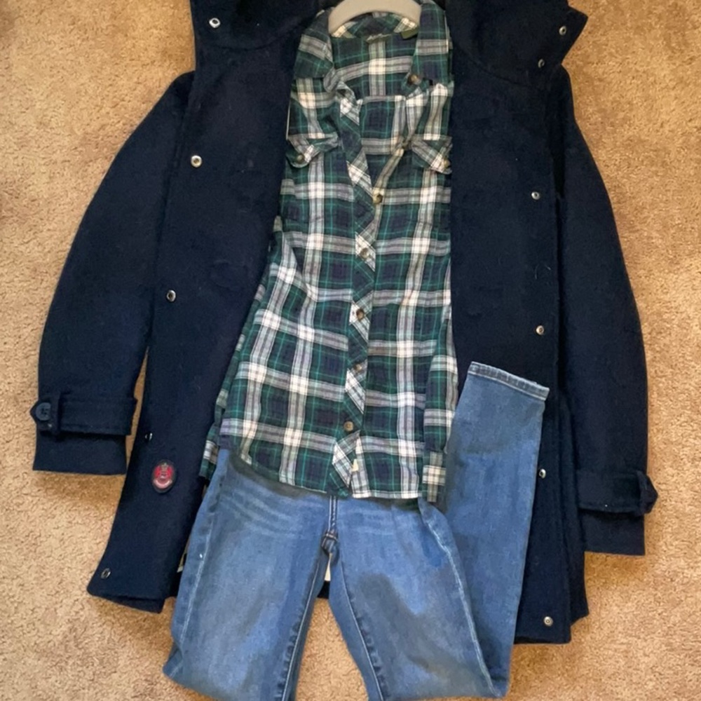 Eddie Bauer XS Blue/Green Flannel
